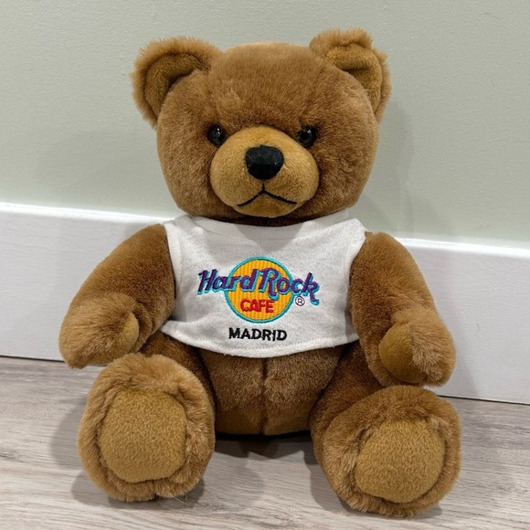 Vintage 1999 Hard Rock Cafe Madrid Teddy Bear Herrington Stuffed Plush Brown - Picture 1 of 8